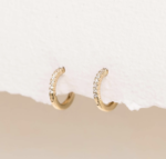 14k Yellow Gold Diamond Huggie Earrings - Susanna