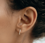 14k Yellow Gold Diamond Huggie Earrings - Susanna