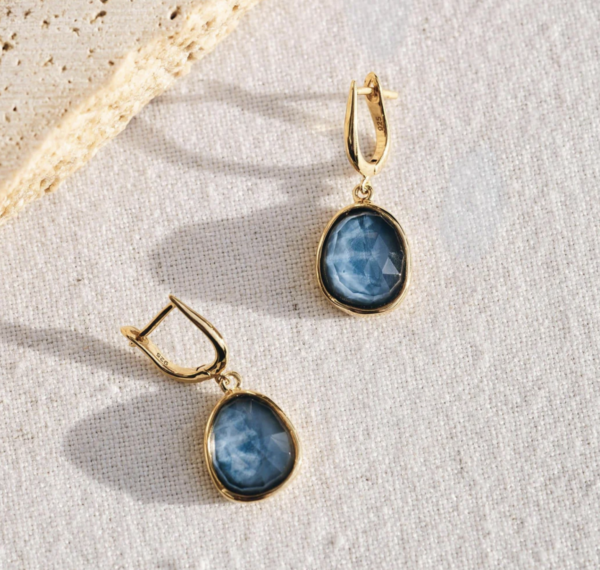 Blue Opal Statement Earrings Doublet - Serendipity