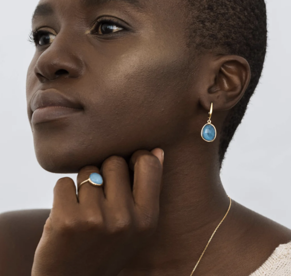 Blue Opal Statement Earrings Doublet - Serendipity