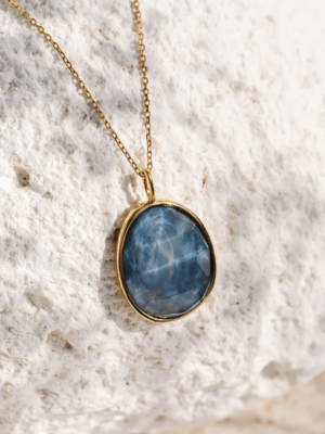 Blue Opal Statement Necklace Doublet  Peaceful Heart