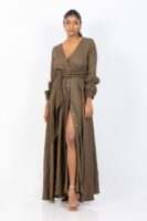 Fiona Puff Sleeve Shirt Style Maxi Dress