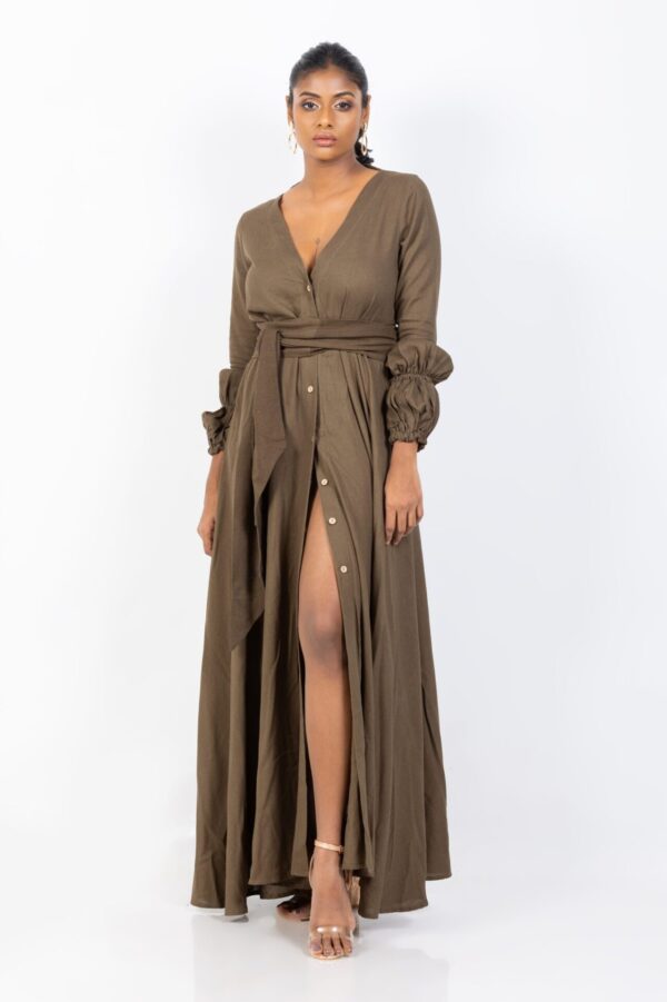 Fiona Puff Sleeve Shirt Style Maxi Dress