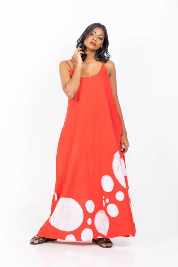 Leah Strappy Batik Dress in Red