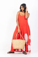 Leah Strappy Batik Dress in Red