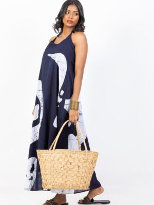 Leah Strappy Batik Dress in Blue