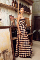 Amara Corset Maxi Dress in Checkered Batik