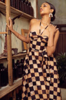 Amara Corset Maxi Dress in Checkered Batik