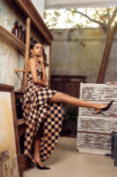 Amara Corset Maxi Dress in Checkered Batik