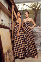 Amara Corset Maxi Dress in Checkered Batik