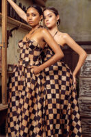 Amara Corset Maxi Dress in Checkered Batik