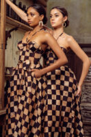 Amara Corset Maxi Dress in Checkered Batik