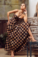 Amara Corset Maxi Dress in Checkered Batik