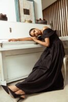 Angelica Corset Style Off Shoulder Midi Dress