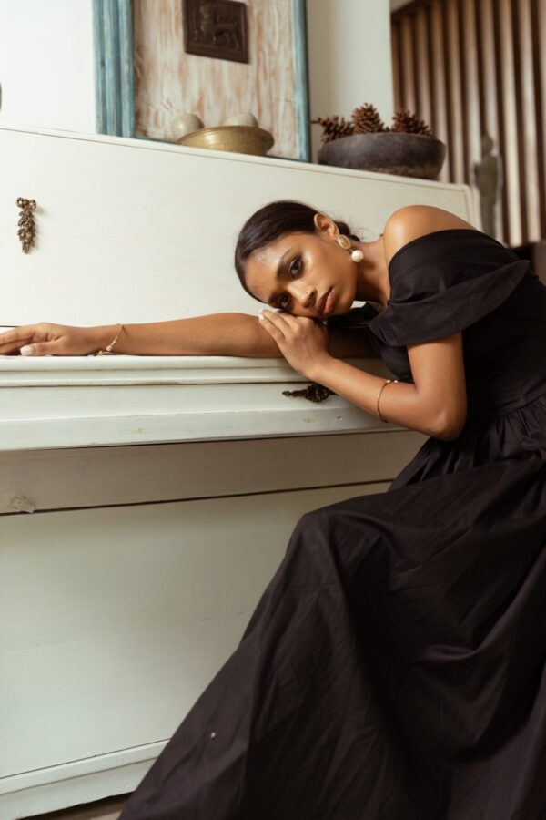 Angelica Corset Style Off Shoulder Midi Dress