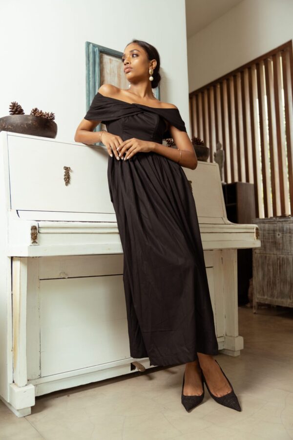 Angelica Corset Style Off Shoulder Midi Dress