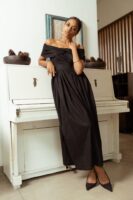 Angelica Corset Style Off Shoulder Midi Dress