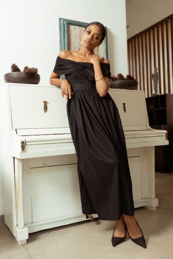 Angelica Corset Style Off Shoulder Midi Dress