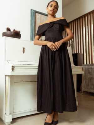 Angelica Corset Style Off Shoulder Midi Dress