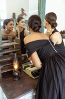 Angelica Corset Style Off Shoulder Midi Dress