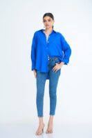 Lola Oversized Linen Shirt in Blue
