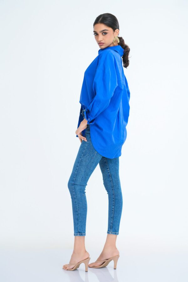 Lola Oversized Linen Shirt in Blue