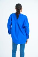 Lola Oversized Linen Shirt in Blue
