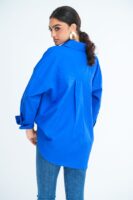 Lola Oversized Linen Shirt in Blue