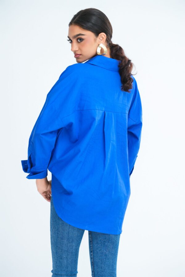 Lola Oversized Linen Shirt in Blue