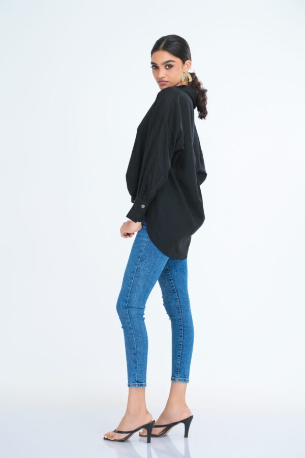 Lola Oversized Linen Shirt in Black