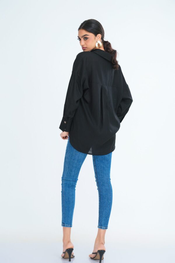 Lola Oversized Linen Shirt in Black
