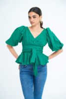 Indira Puff Sleeve Peplum Top
