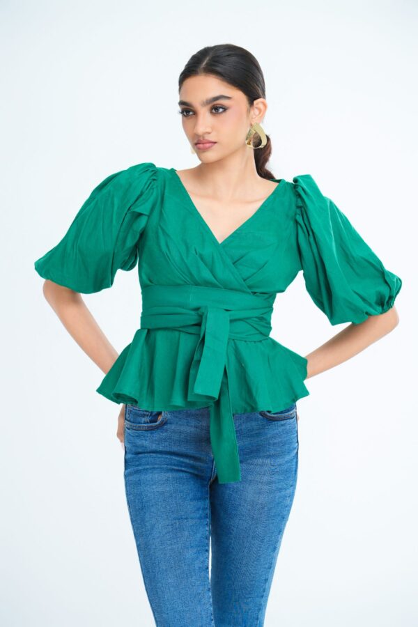 Indira Puff Sleeve Peplum Top