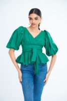 Indira Puff Sleeve Peplum Top