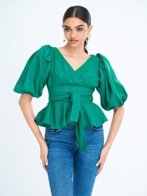 Indira Puff Sleeve Peplum Top