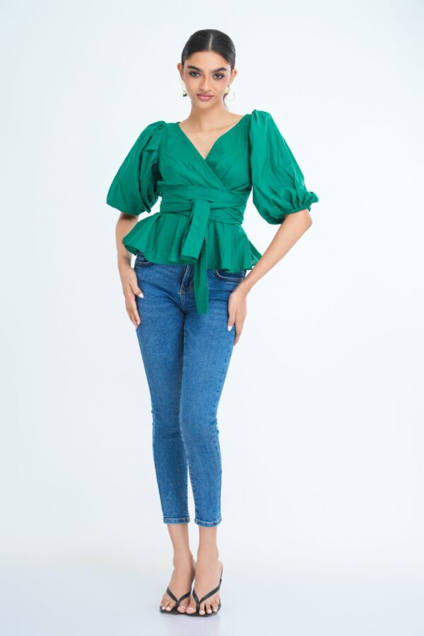 Indira Puff Sleeve Peplum Top