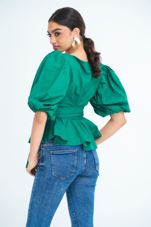 Indira Puff Sleeve Peplum Top