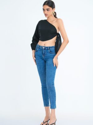 Solana One Shoulder Tie detail Crop Top