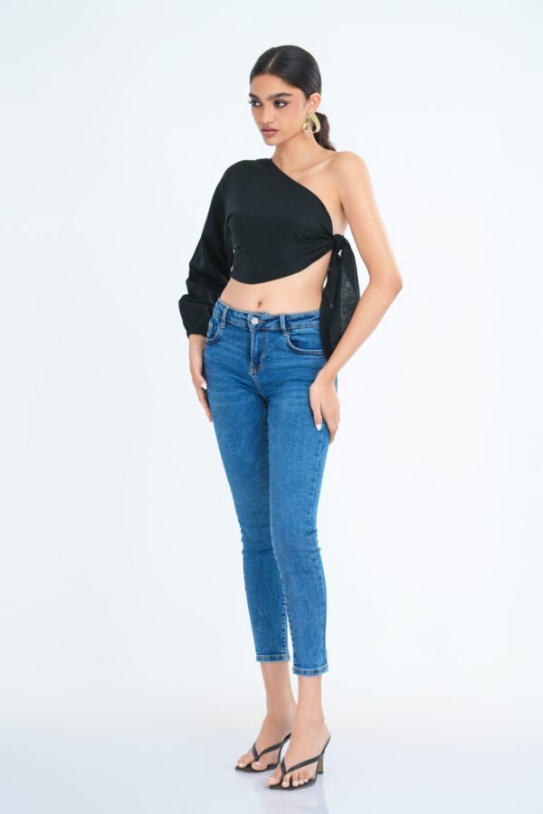 Solana One Shoulder Tie detail Crop Top