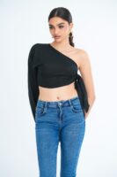Solana One Shoulder Tie detail Crop Top