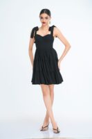 Sarah Tiered Mini Dress in Black