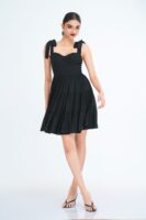 Sarah Tiered Mini Dress in Black