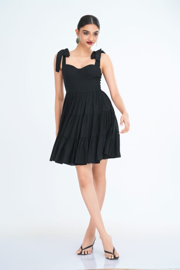 Sarah Tiered Mini Dress in Black
