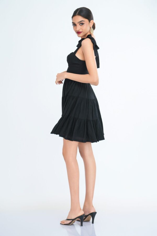 Sarah Tiered Mini Dress in Black