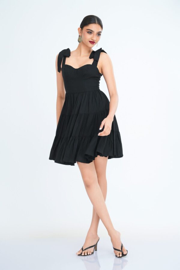 Sarah Tiered Mini Dress in Black