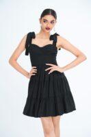 Sarah Tiered Mini Dress in Black
