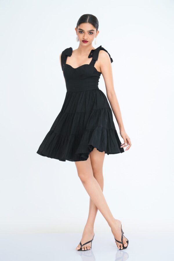 Sarah Tiered Mini Dress in Black
