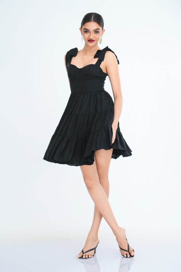 Sarah Tiered Mini Dress in Black