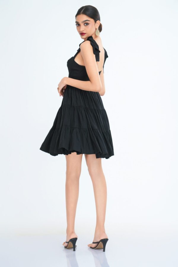 Sarah Tiered Mini Dress in Black