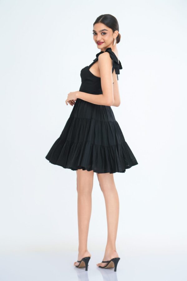 Sarah Tiered Mini Dress in Black